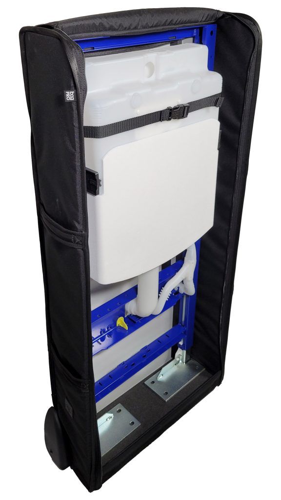 bati-support Geberit dans sa housse roulante Bag PRO